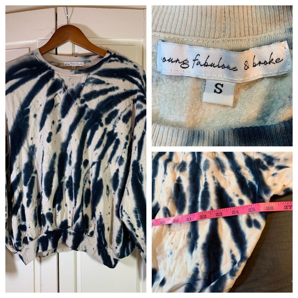 Young Fabulous Broke Sweatshirt Women's Small Tie Dye Stretch Soft Oversize‎